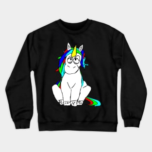 Tired sitting unicorn with frizzy hair Crewneck Sweatshirt